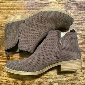 Grey slip on booties